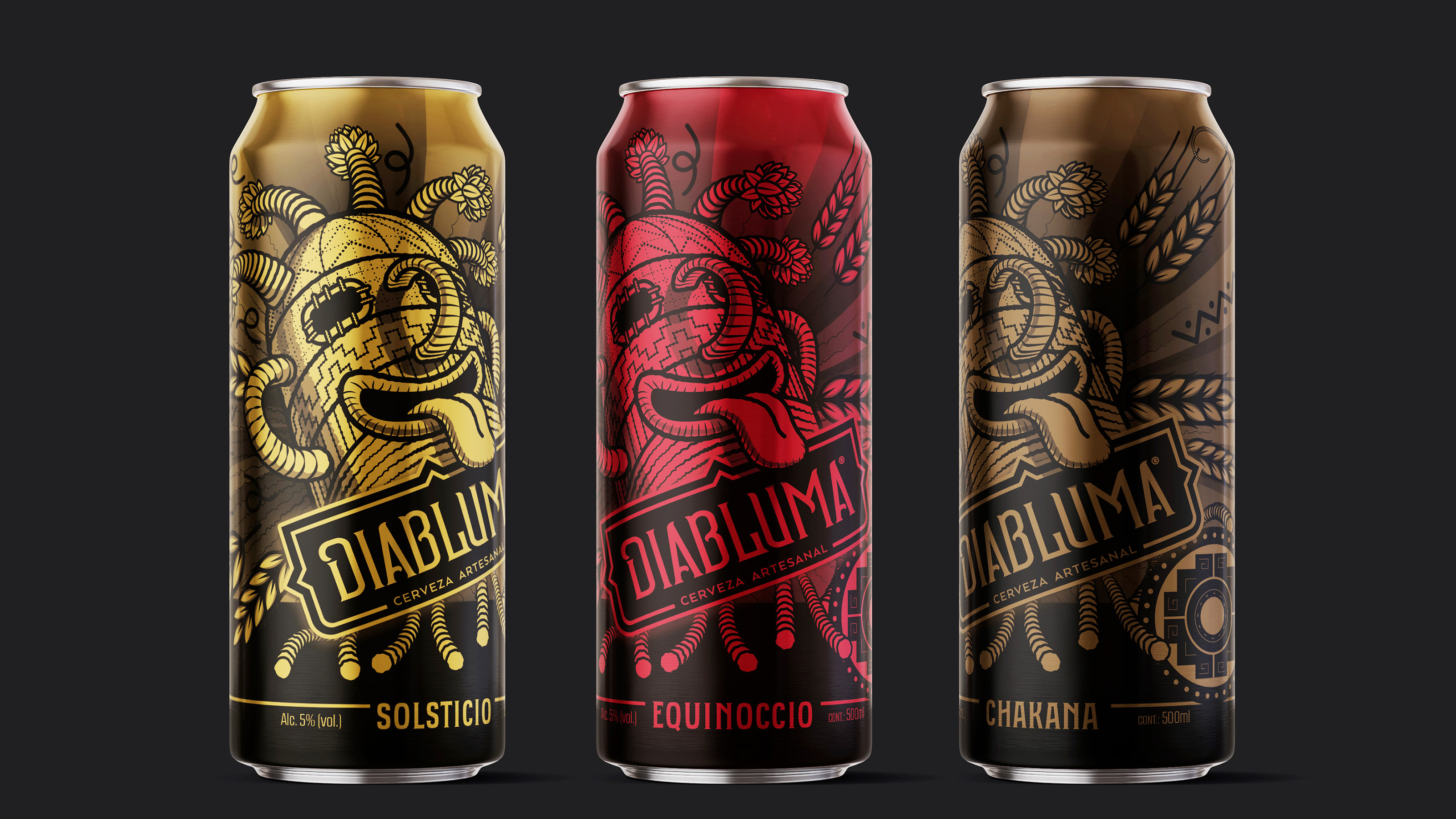 Cerveza artesanal Diabluma packaging etiquetas Ecuador Telmo Cuenca Studio