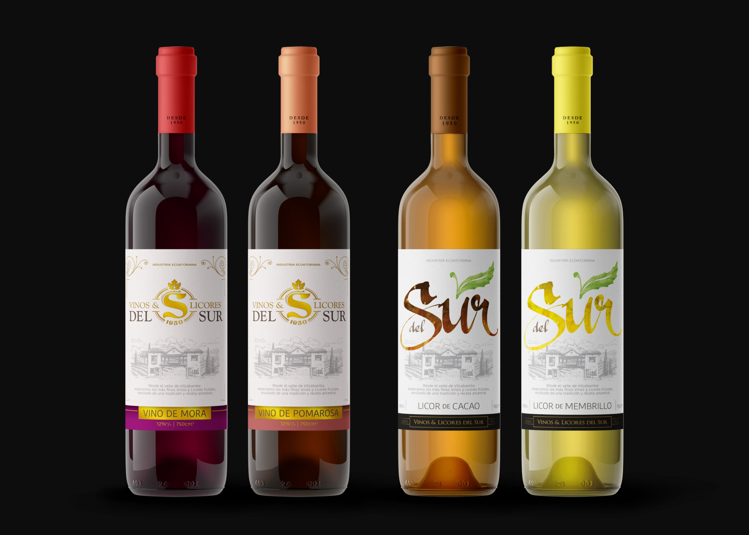Packaging Etiquetas para licores y vinos Ecuador Telmo Cuenca Studio